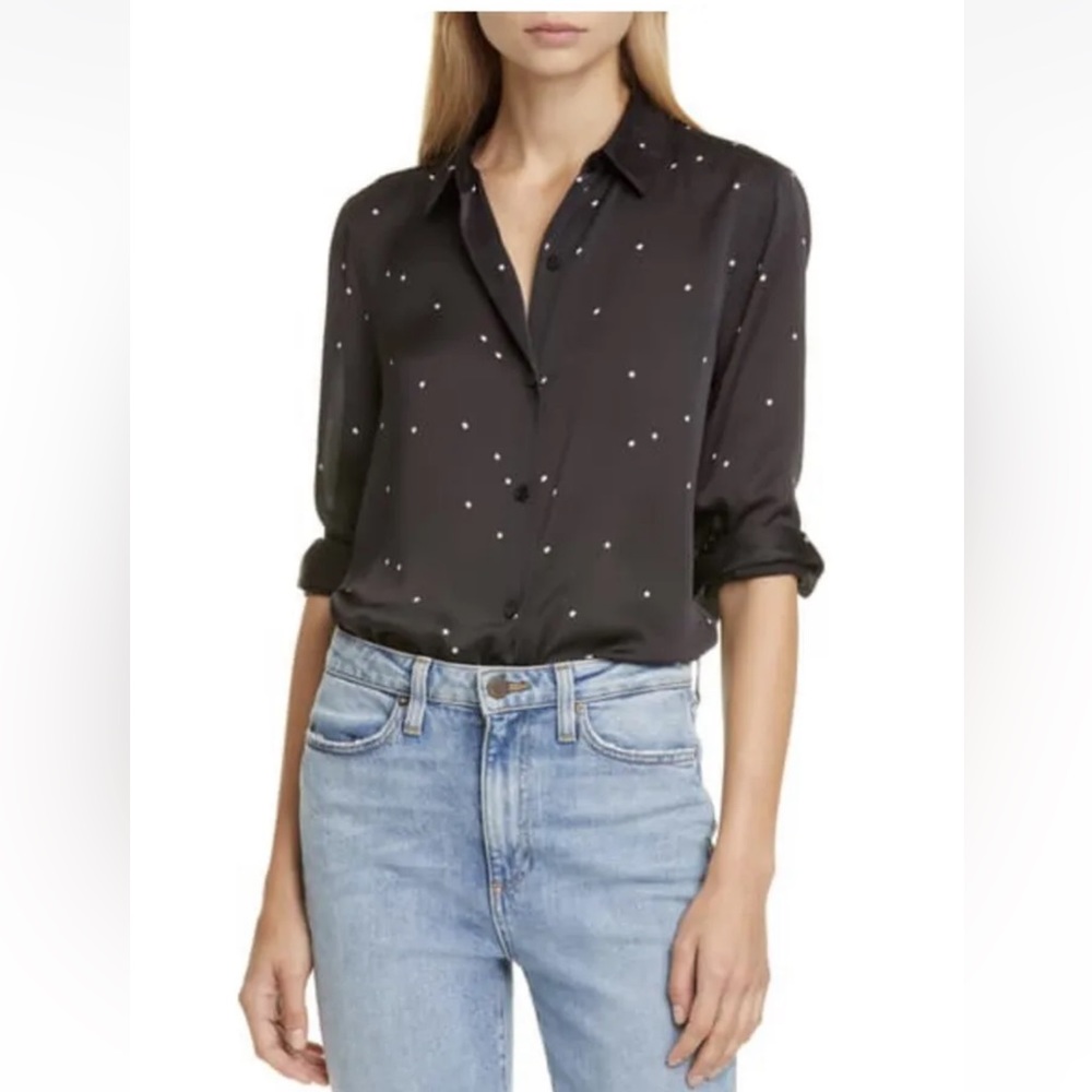 EQUIPMENT Essential Star Print Satin Blouse Size S